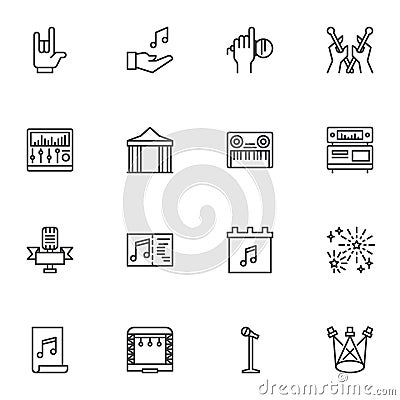 Music party line icons set Vector Illustration