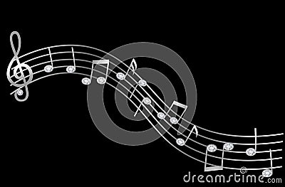 music pentagram with diamond notes Vector Illustration