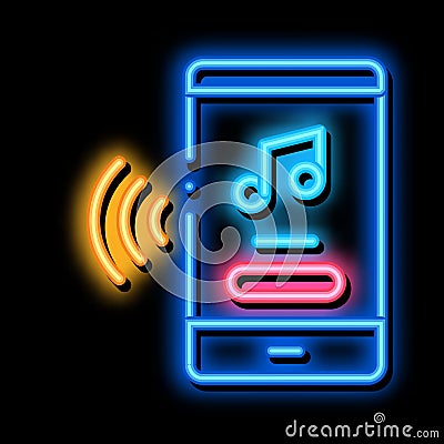 Music Phone App neon glow icon illustration Vector Illustration