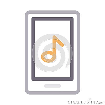 Music phone vector color line icon Vector Illustration