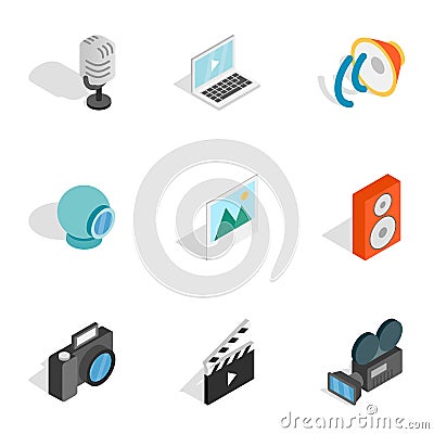 Music, photo and video equipment icons Vector Illustration