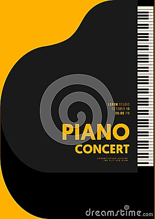 Music piano concert poster design template background vintage retro style Vector Illustration