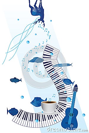Music piano enjoy card Vector Illustration