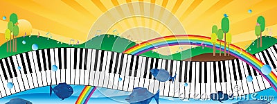 Music piano natural banner Vector Illustration