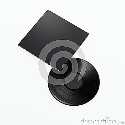 Music plate with blank black package. 3d rendering Stock Photo