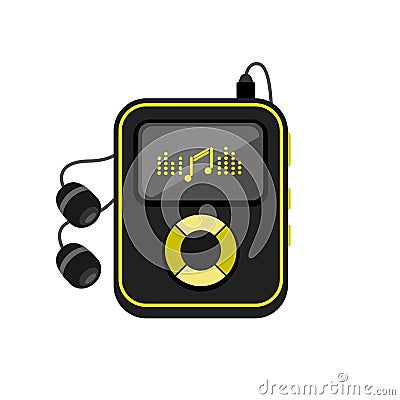 Music player with headphones icon. Vector Illustration