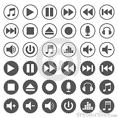 music player icons set Vector Illustration