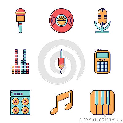 Music player icons set, flat style Vector Illustration