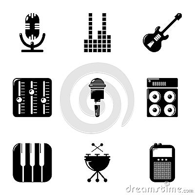 Music player icons set, simple style Vector Illustration