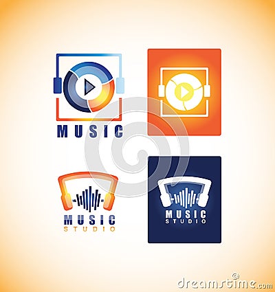 Music player studio logo icon Vector Illustration