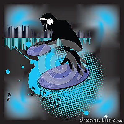 Music poster.DJ turntable Vector Illustration