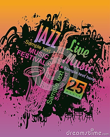 Music poster with jazz festival Vector Illustration