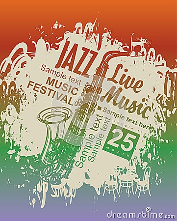 Music poster with jazz festival Vector Illustration
