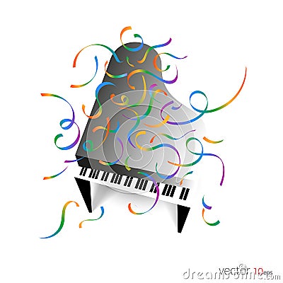 Music poster - Piano with confetti / Music Background Vector Illustration