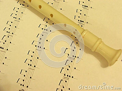 Music with recorder Stock Photo