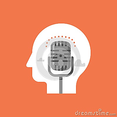 Music recording studio, podcast concept, broadcast radio show, comedy club microphone Vector Illustration