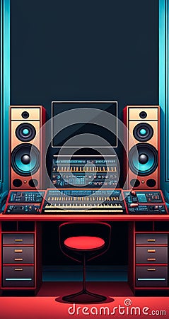 Music Recording Studio Production With text copy space for banner and poster, Generative AI Stock Photo