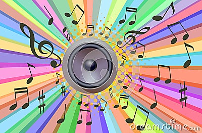 Music Retro Speaker with Ray Light background Vector Illustration