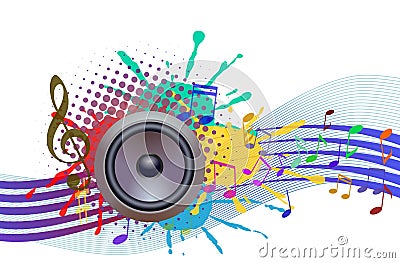Music Retro Speaker Splash Illustration. Vector Illustration