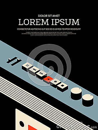 Music retro vintage radio poster template poster background Vector Illustration