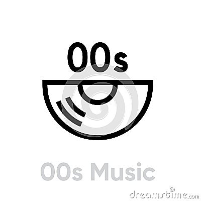 Music 00s Vinyl icon. Editable line vector. Vector Illustration