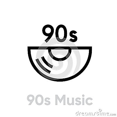Music 90s Vinyl icon. Editable line vector. Vector Illustration