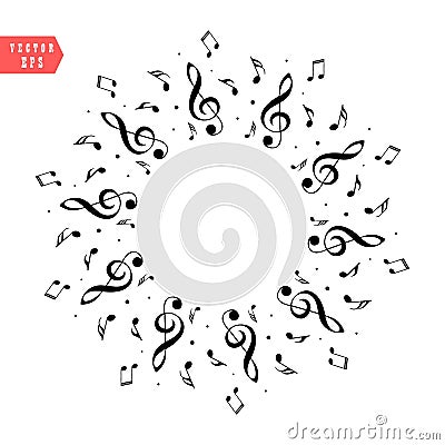 Music score note. Decoration of musical notes in the shape of a circle eps 10 Stock Photo