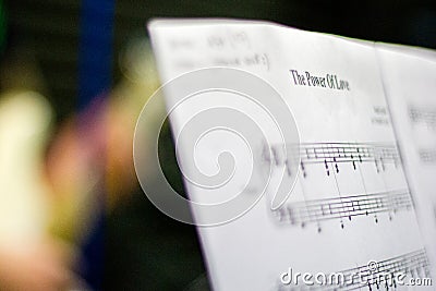 A music sheet for keyboard or piano with chords for modern rock or jazz music Stock Photo