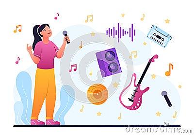 Music and singing hobby Vector Illustration