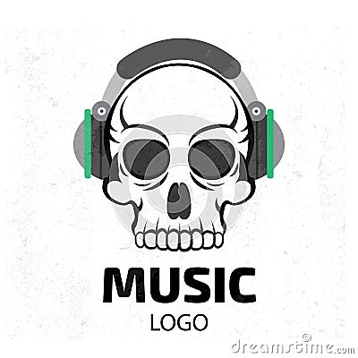 Music skull logo Vector Illustration