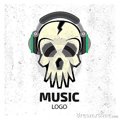 Music skull logo Vector Illustration