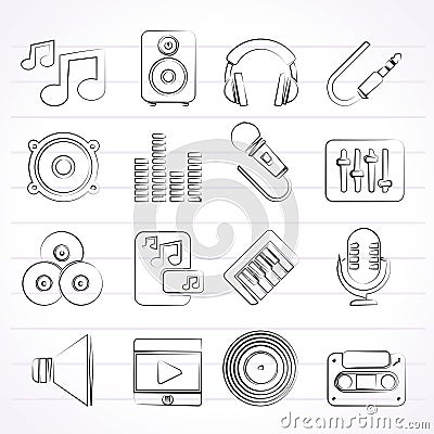 Music, sound and audio icons Vector Illustration