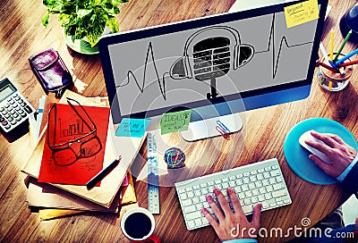 Music Sound Frequency Classic Microphone Concept Stock Photo