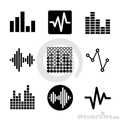 Music soundwave icons set Vector Illustration