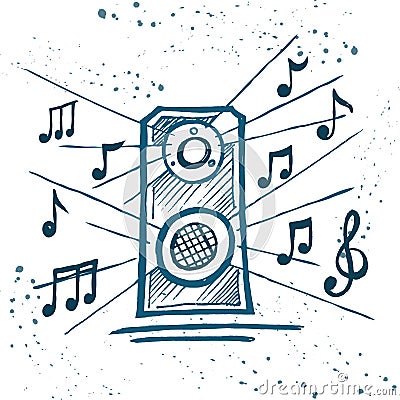 Music speakers play music Vector Illustration