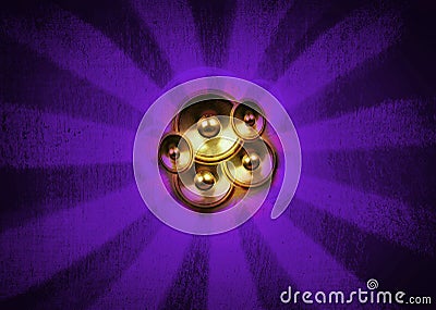 Music speakers and purple sunburst Stock Photo