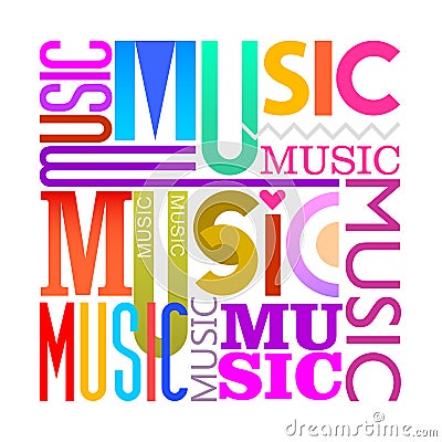 Music square shape text design Vector Illustration