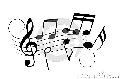 Music staff and notes, vector cartoon Vector Illustration