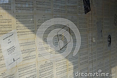 Music Staff Wallpaper Piano Notes Keys Teacher Old Famous Songs White Black Yellow Weathered Stock Photo