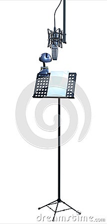 Music stand and microphone Stock Photo