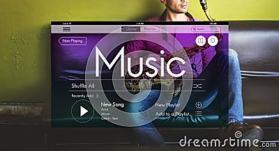 Music Streaming Instrumental Playlist Podcast Concept Stock Photo