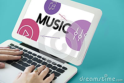 Music Streaming Media Entertainment Equalizer Stock Photo