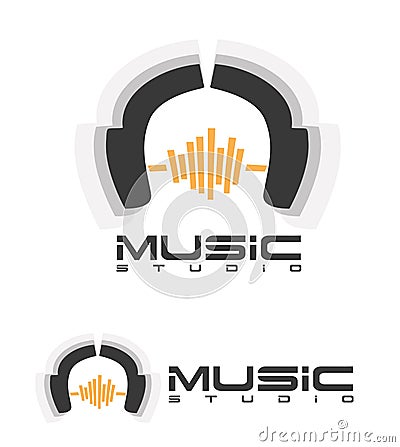 Music headphones logo Vector Illustration
