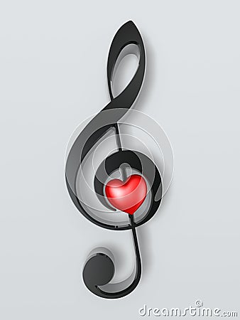 Music symbol and heart Stock Photo