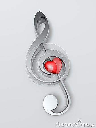 Music symbol and heart Stock Photo