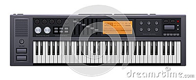 Music Synthesizer. Realistic Style Electronic Piano. Vector Vector Illustration