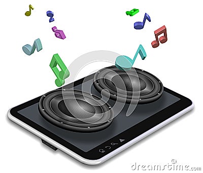 Music from tablet Stock Photo