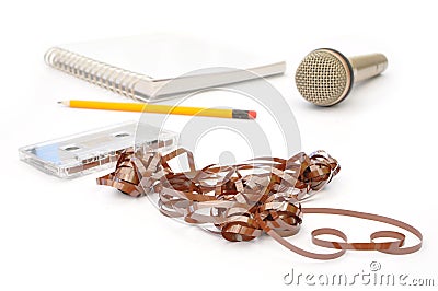 Music tape and microphone Stock Photo