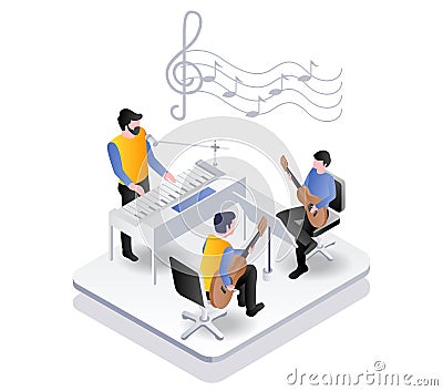 Music teacher and student collaboration Cartoon Illustration