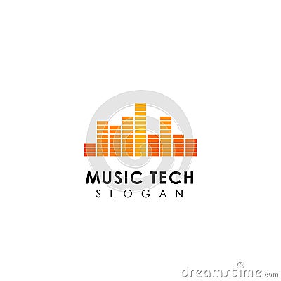 music tech logo design. sound wave icon symbol design Vector Illustration